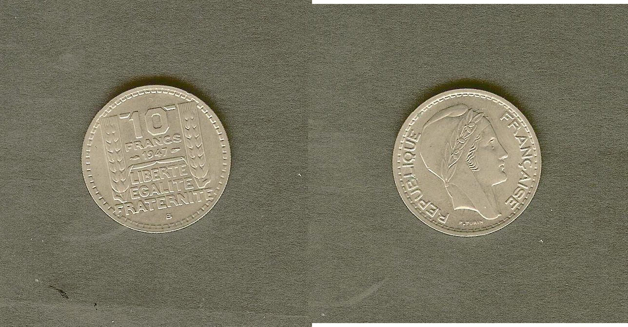 10 francs Turin 1947B AU+